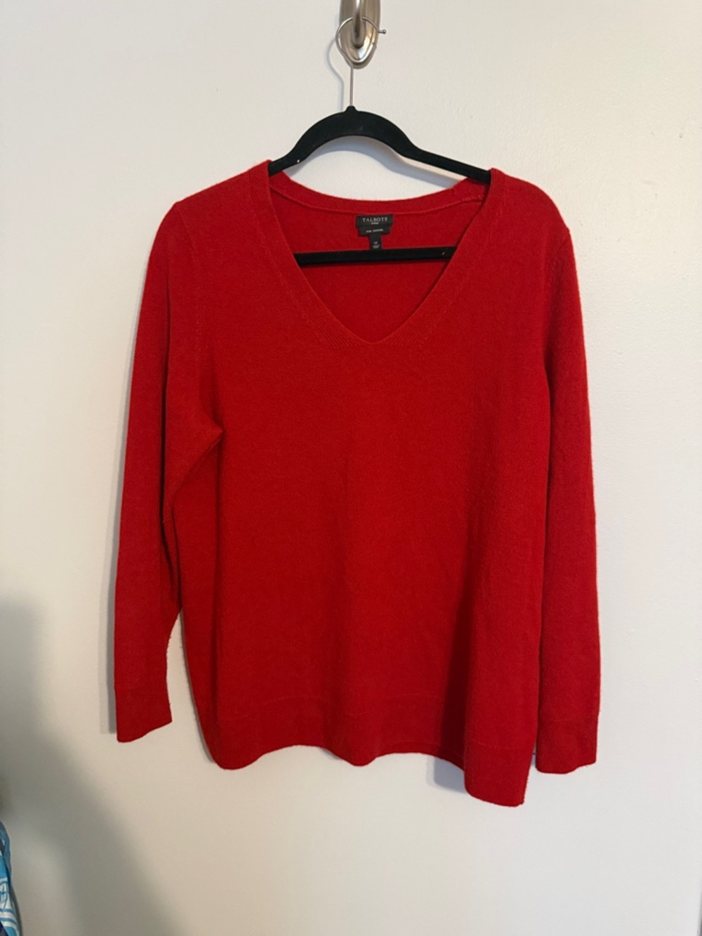 Talbots 100% Cashmere V-Neck Sweater - 1X Plus Size - Classic Crimson Red